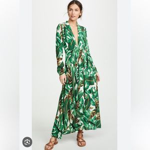FARM Rio Green Leaf Print Maxi Dress sm
